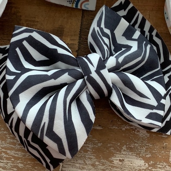 New Set of 3 Rainbow & Zebra Kids Clothe Hair Bows - Picture 4 of 5